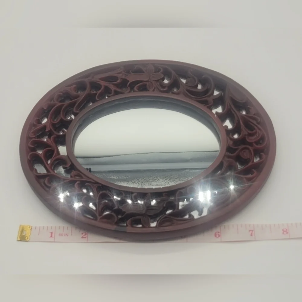 Vintage Ornate Scribed Faux Wood Vanity Mirror​​​